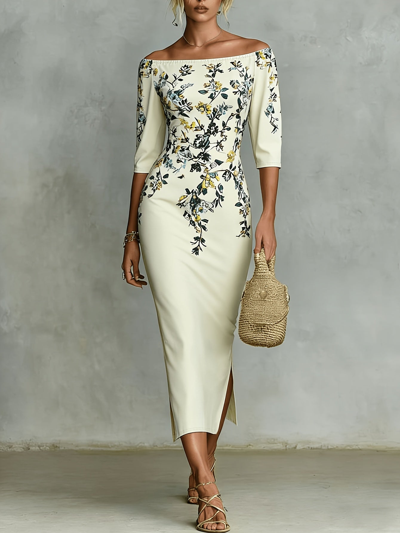 Eleganza Floreale | Abito Midi Aderente