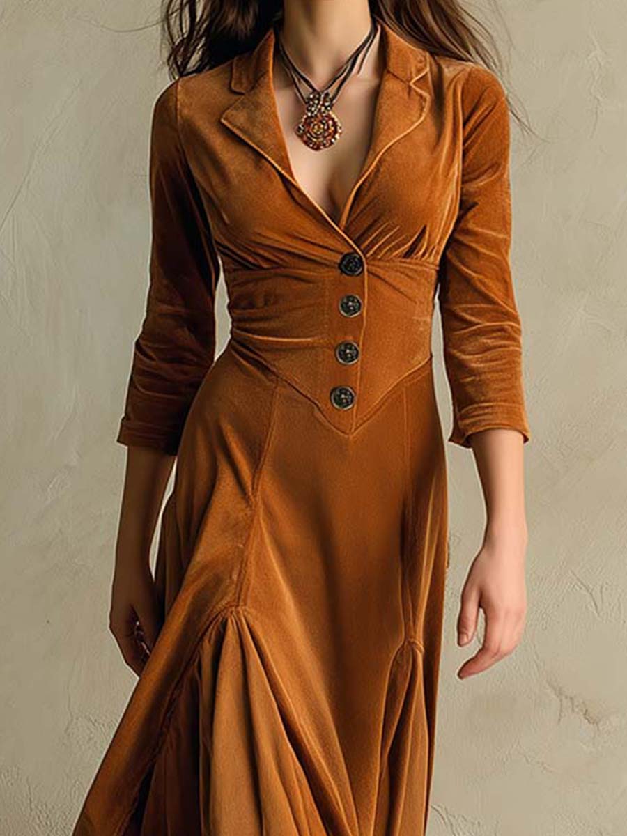 Debora – Abito Lungo in Velluto dal Fascino Vintage