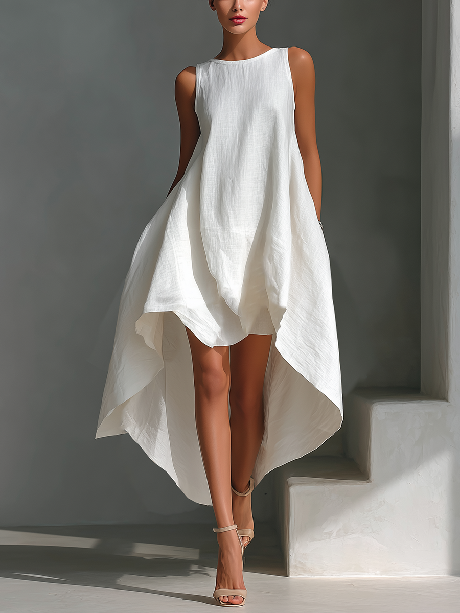 Eugenia | Abito asimmetrico fluido in tessuto leggero dallo stile minimalista chic