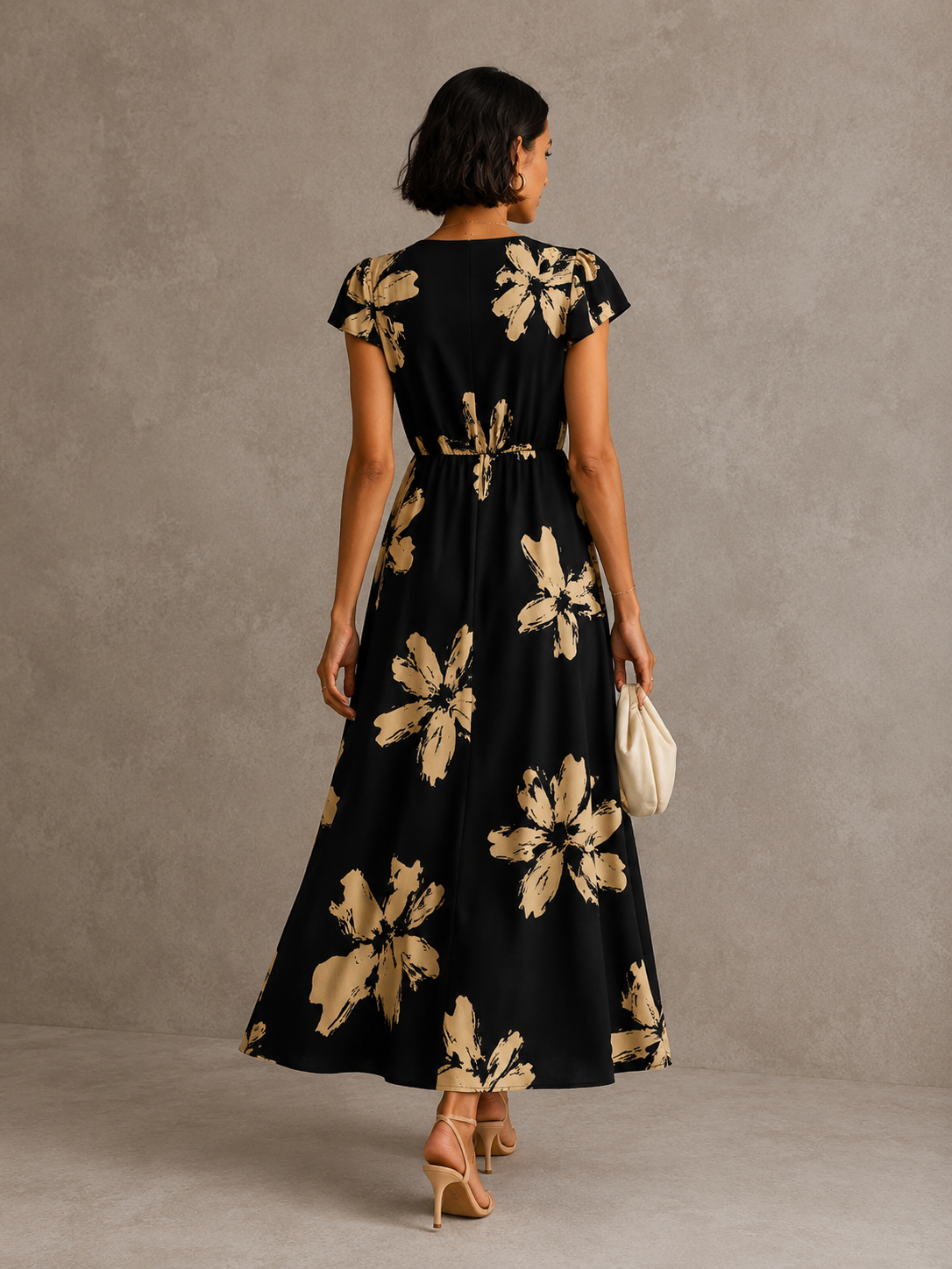 Marilena | Abito midi elegante a stampa grafica e taglio valorizzante