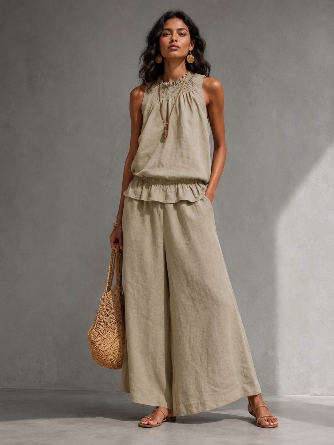 Benilde | Completo fluido con top e pantalone largo