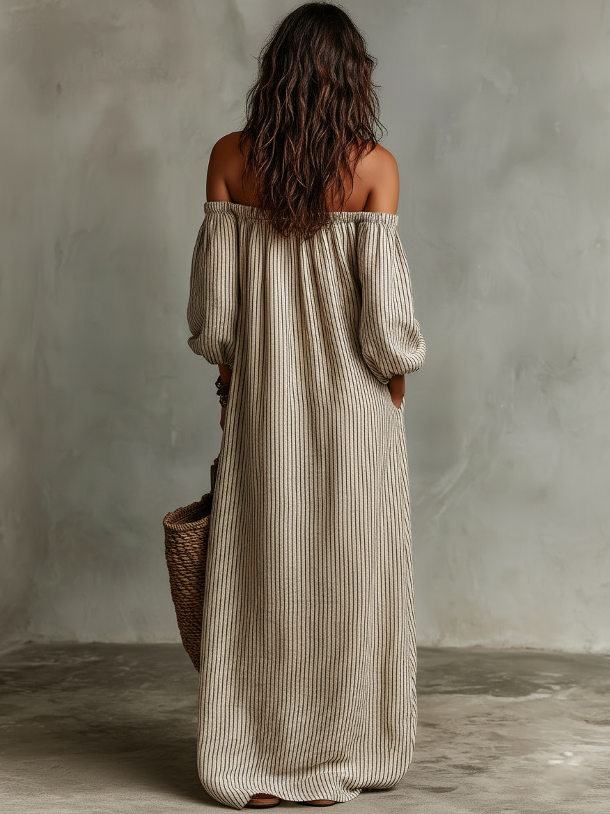 Nicoletta | Abito lungo fluido con spalle scoperte