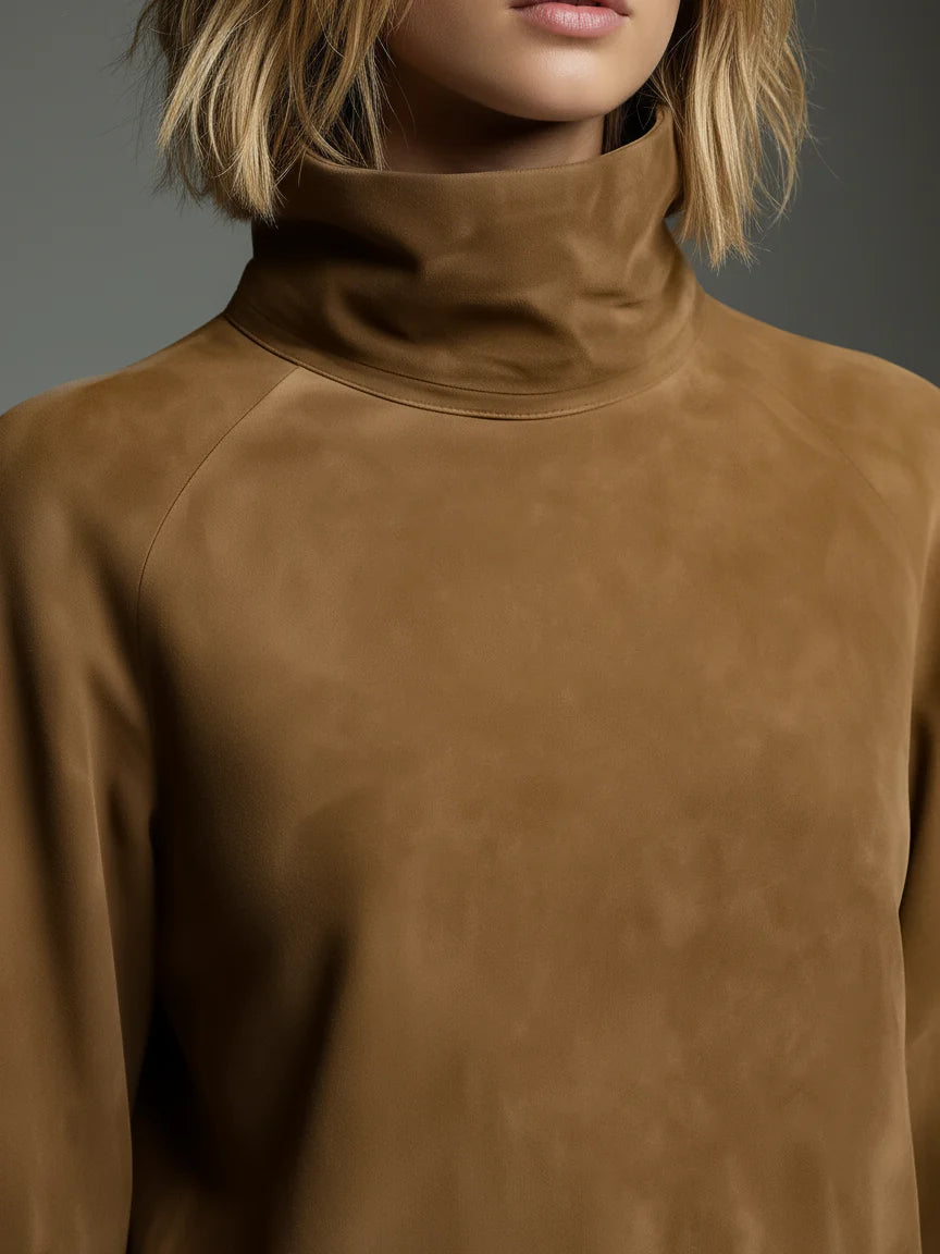 Abito effetto scamosciato a collo alto — Chic, morbido & effortless