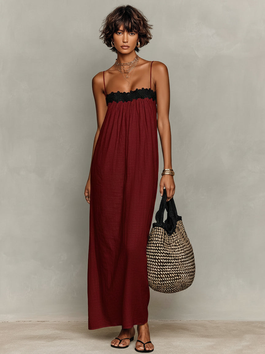 Lizzie™ | Flowing Maxi Dress with Floral Lace