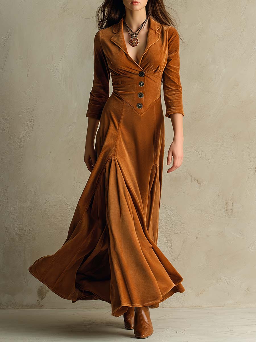 Debora – Abito Lungo in Velluto dal Fascino Vintage