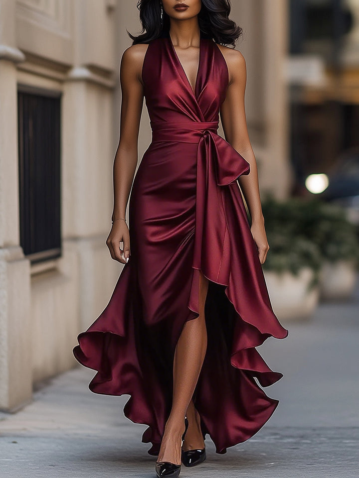 Nancy™ | Satin Dress with Draped Waist