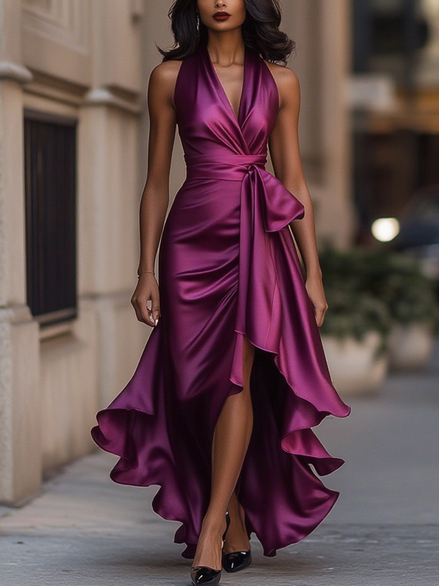 Nancy™ | Satin Dress with Draped Waist