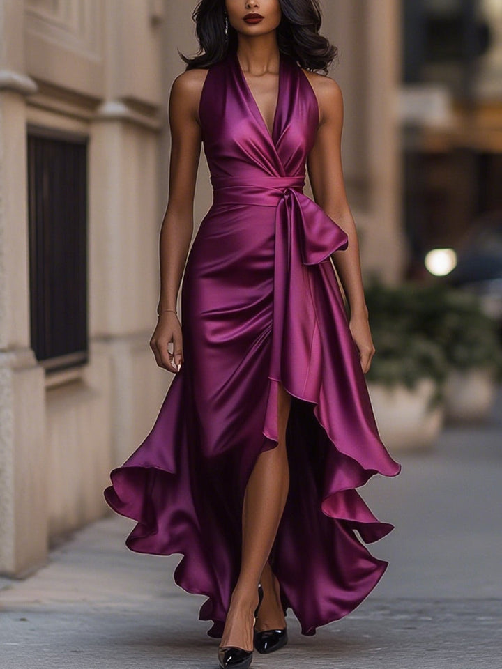 Nancy™ | Satin Dress with Draped Waist