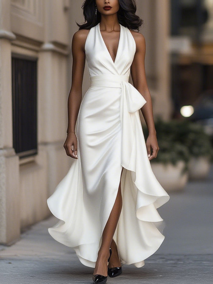 Nancy™ | Satin Dress with Draped Waist