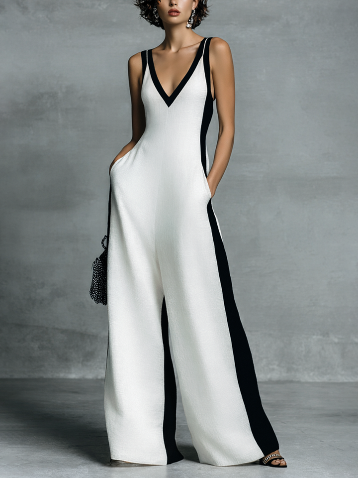 Daphne™ | Elegant Flowing Jumpsuit with Contrast Details