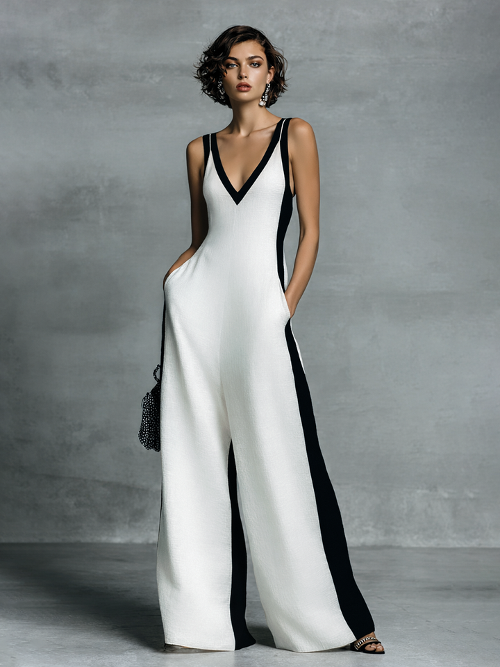 Daphne™ | Elegant Flowing Jumpsuit with Contrast Details