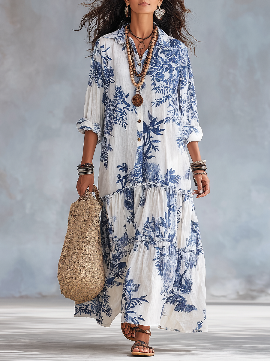 Vera™ | Abito Camicia Bohémien Floreale