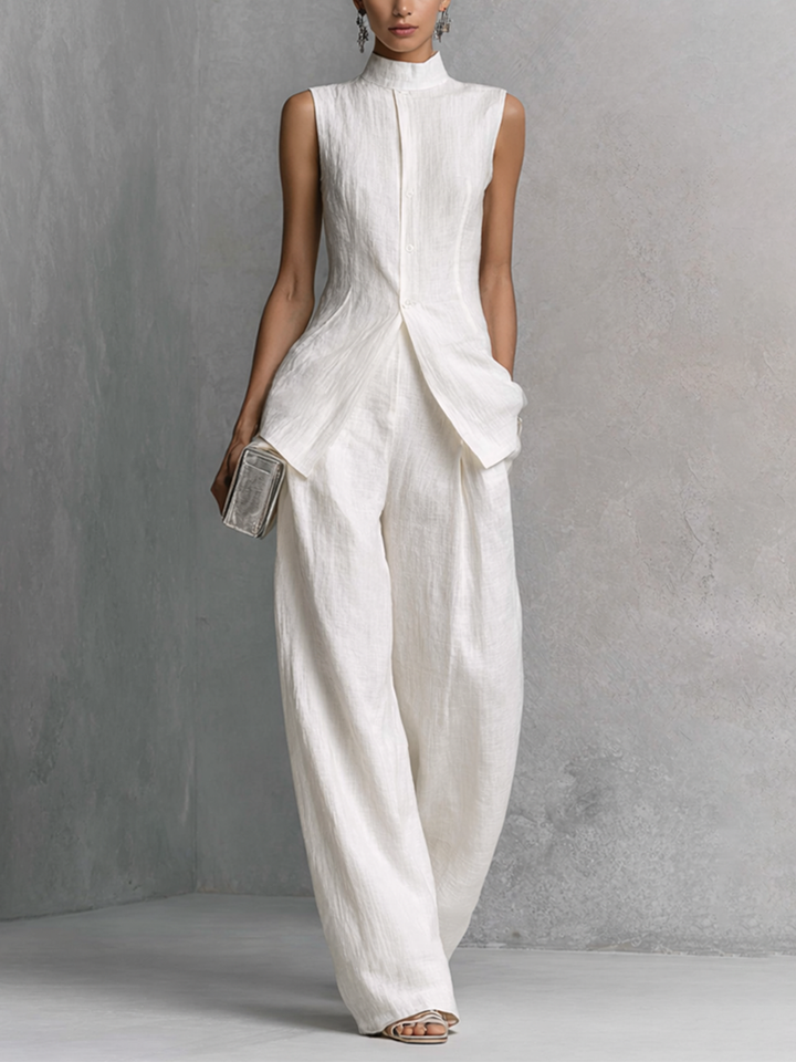 Delia™ | White Minimalist Two-Piece Set