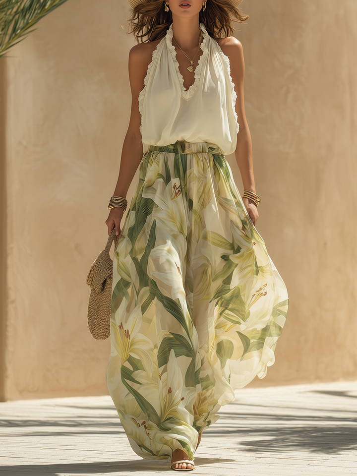 Maggie™ | Flowing Summer Co-ord Set with Printed Long Skirt and Light Top