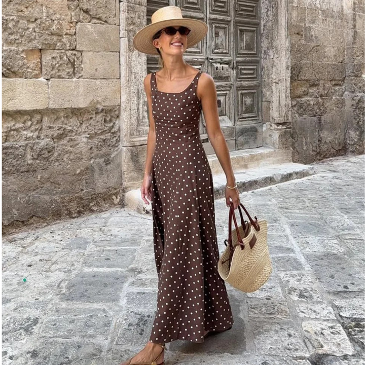 Iris™ | Elegant Polka Dot Maxi Dress