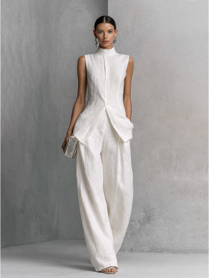 Delia™ | White Minimalist Two-Piece Set