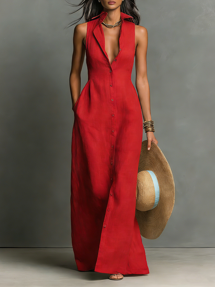 Beryl™ | Elegant Sleeveless Long Dress with Flowing Cut