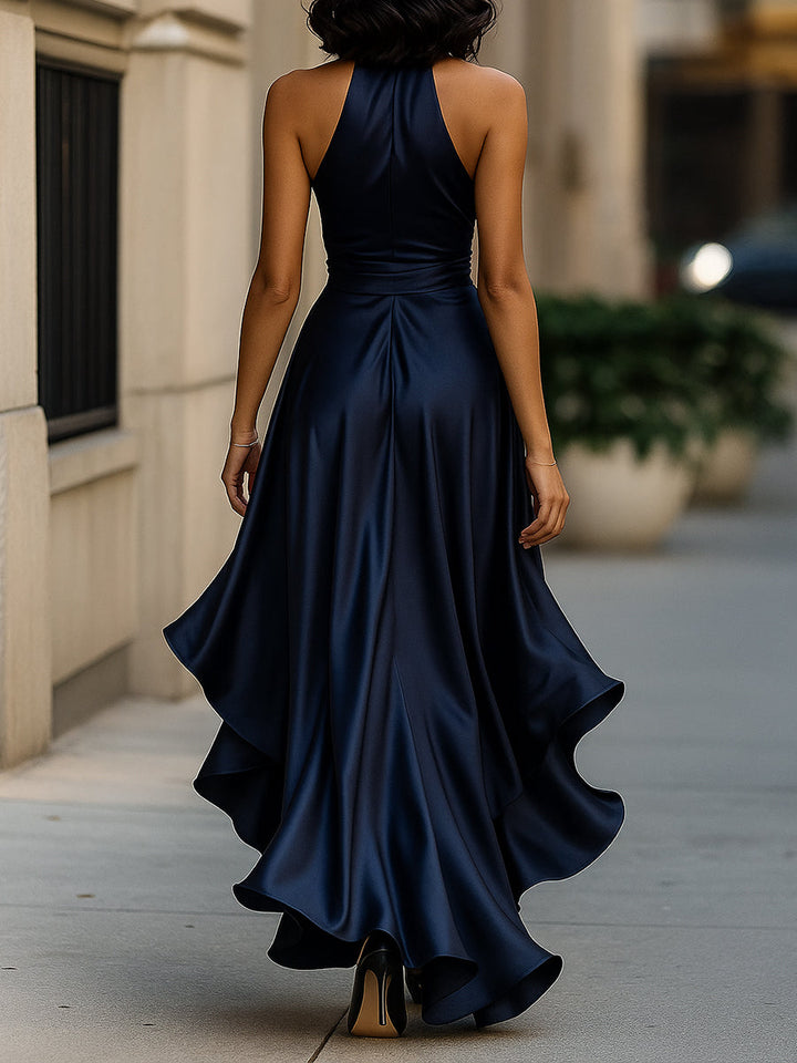 Nancy™ | Satin Dress with Draped Waist