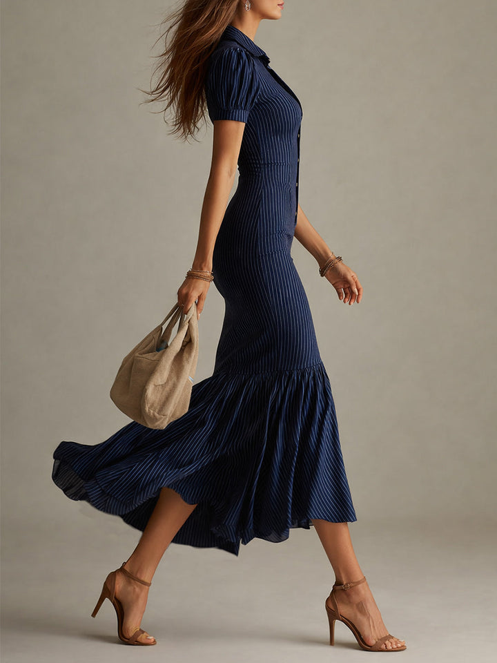 Susannah™ | Structured Elegance Button-Front Maxi Dress