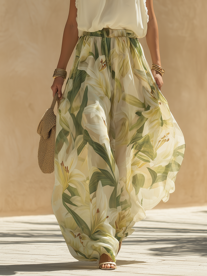 Maggie™ | Flowing Summer Co-ord Set with Printed Long Skirt and Light Top