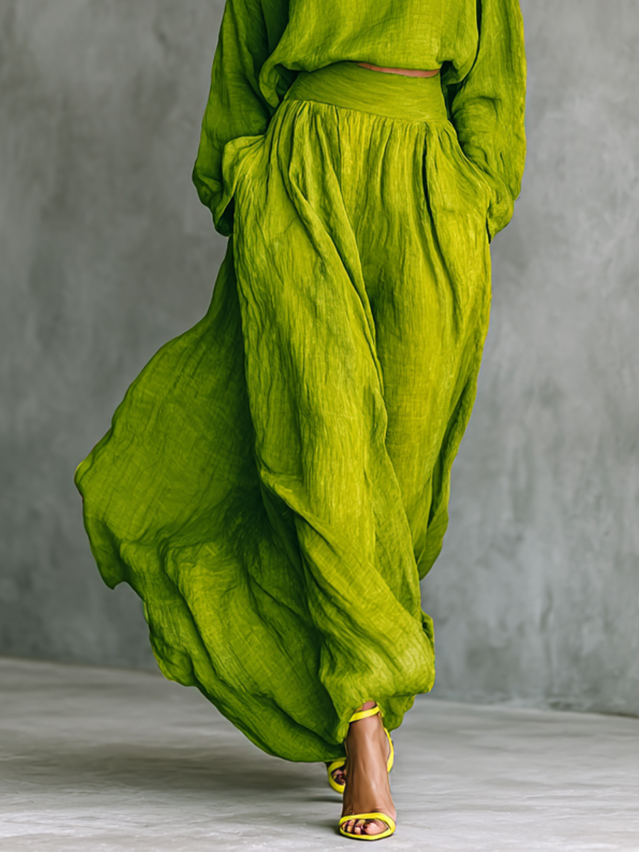 Vivienne™ | Luxury Linen Two-Piece Set with High Waist and Flowing Cut