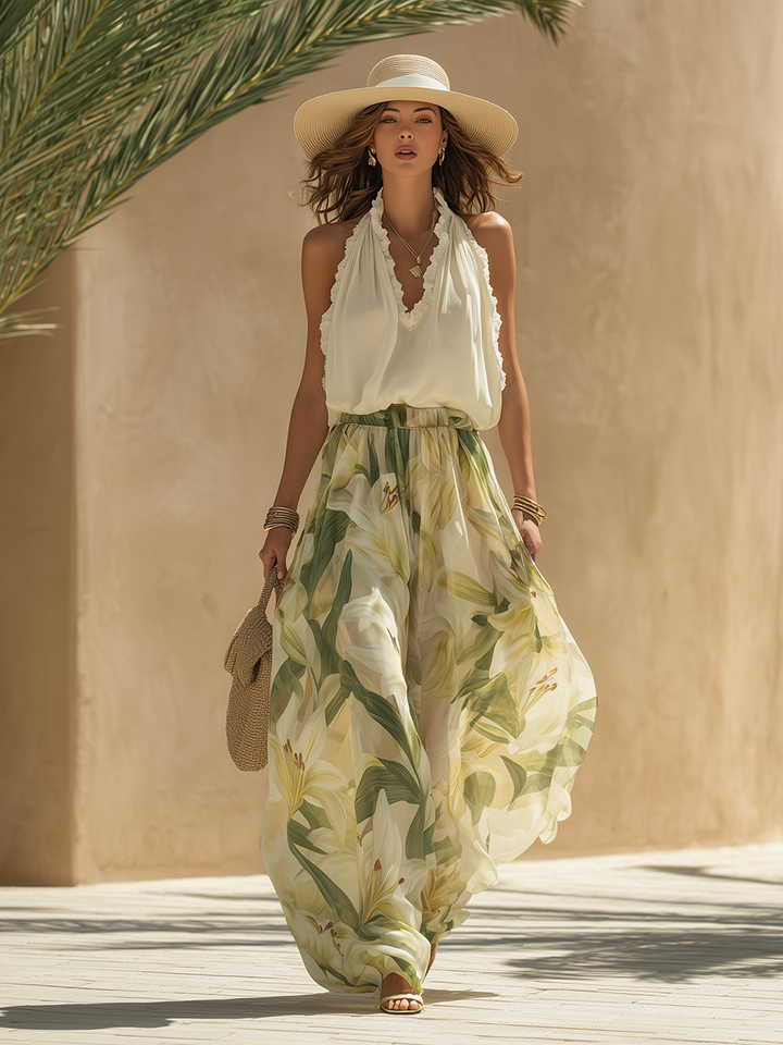 Maggie™ | Flowing Summer Co-ord Set with Printed Long Skirt and Light Top