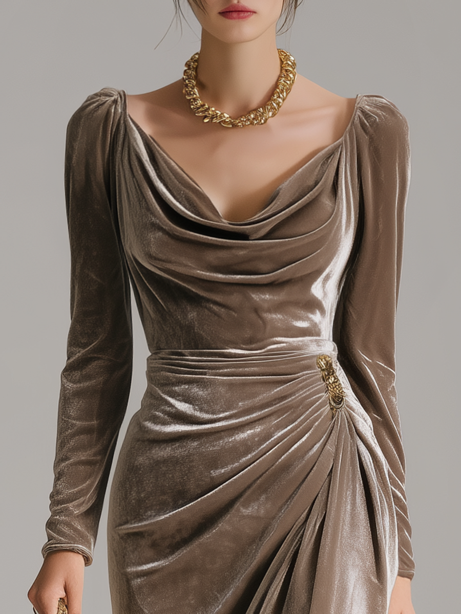 Scarlett™ | Elegant Draped Midi Dress