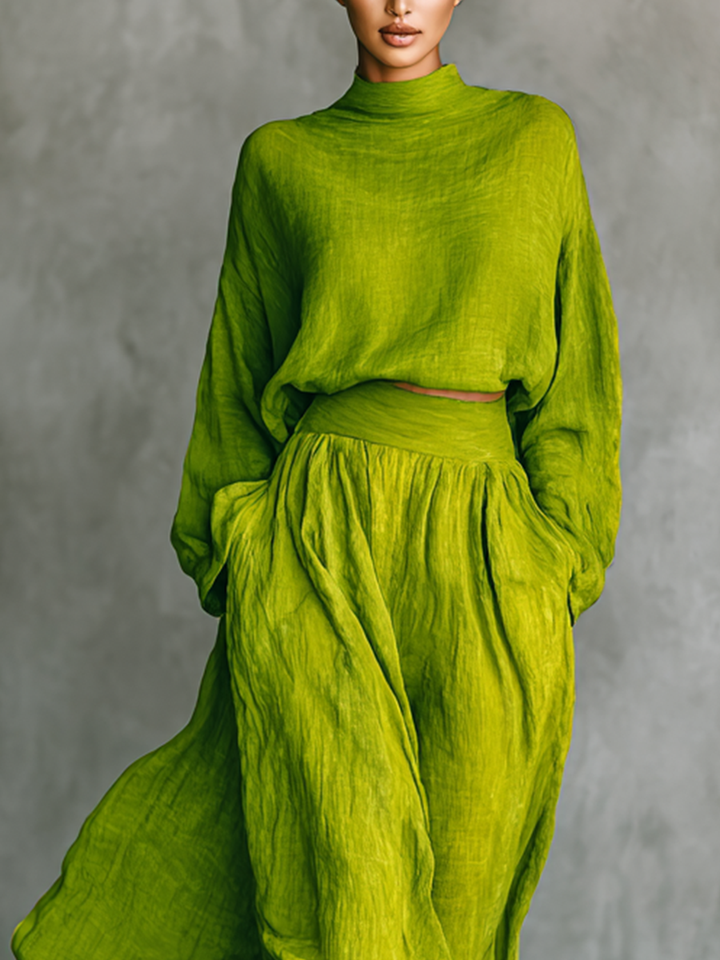 Vivienne™ | Luxury Linen Two-Piece Set with High Waist and Flowing Cut