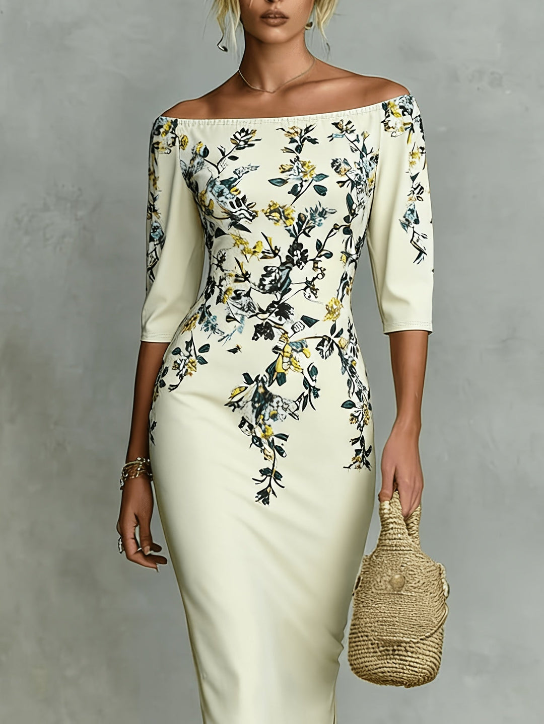 Virginia™ | Fitted Floral Midi Dress