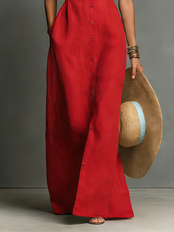 Beryl™ | Elegant Sleeveless Long Dress with Flowing Cut