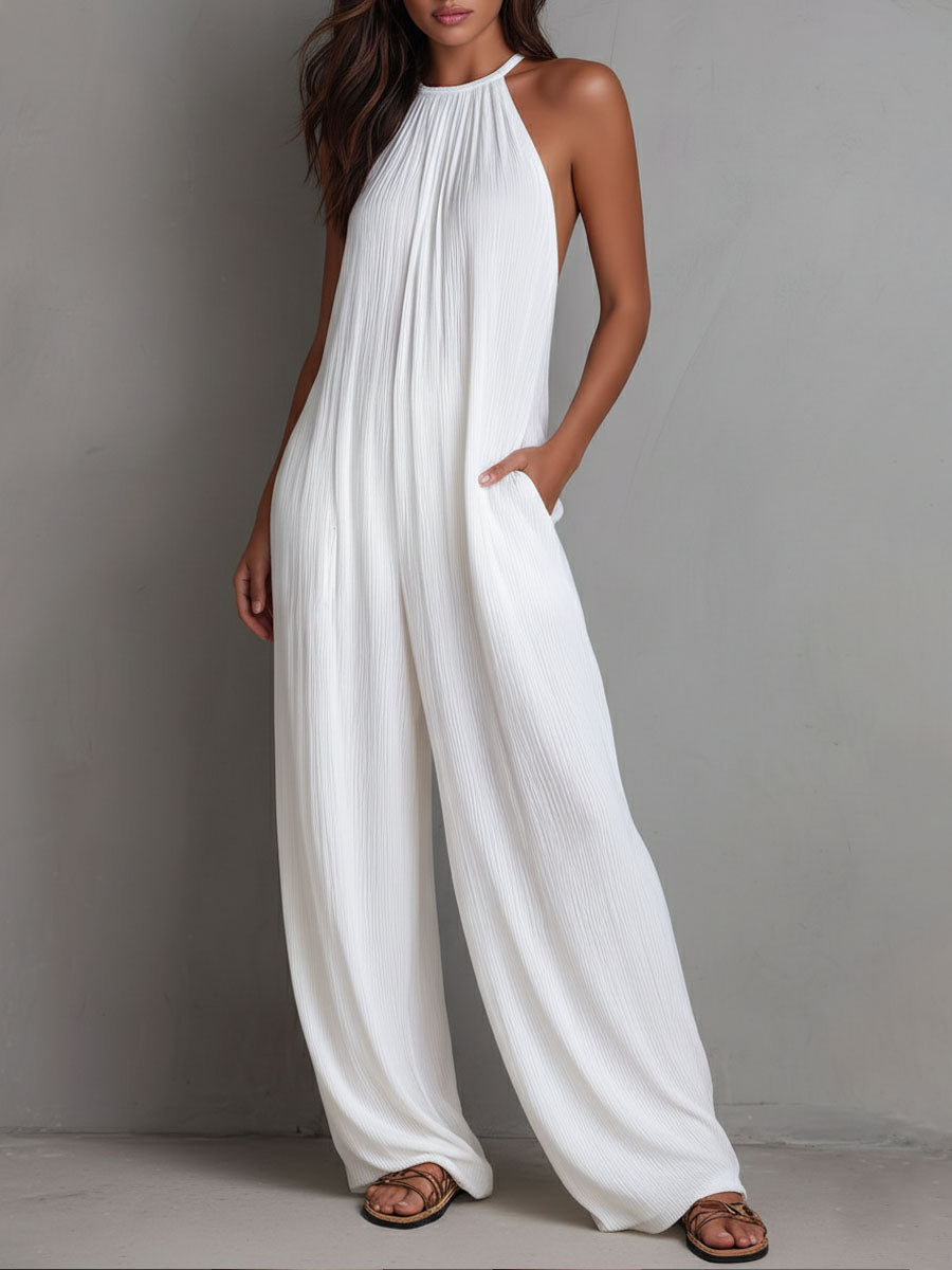 Fiona™ | Elegant Flowing Halter-Neck Jumpsuit
