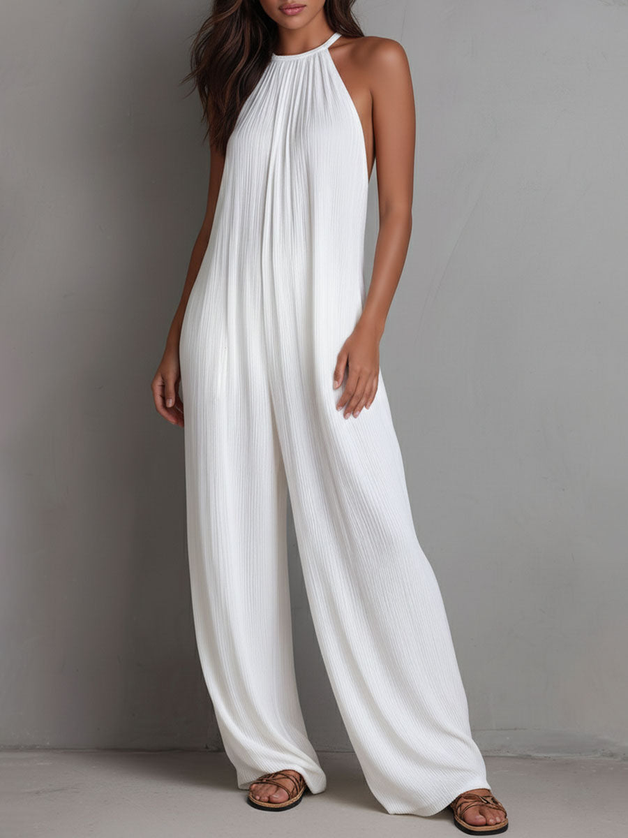 Fiona™ | Elegant Flowing Halter-Neck Jumpsuit