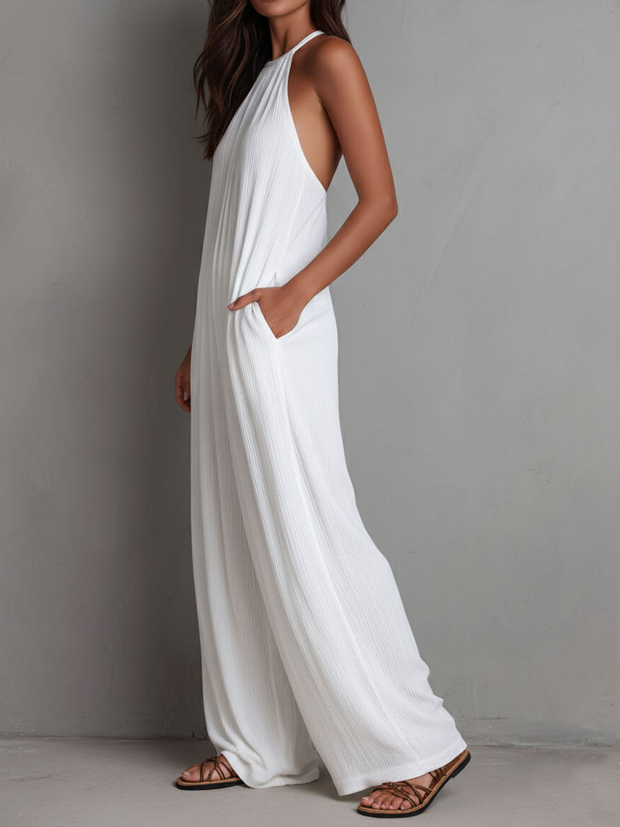 Fiona™ | Elegant Flowing Halter-Neck Jumpsuit