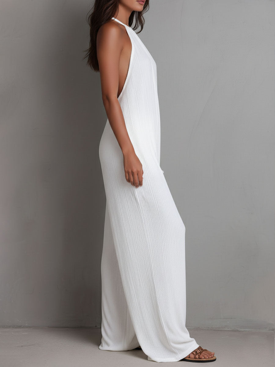 Fiona™ | Elegant Flowing Halter-Neck Jumpsuit