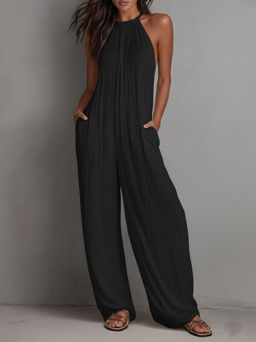 Fiona™ | Elegant Flowing Halter-Neck Jumpsuit