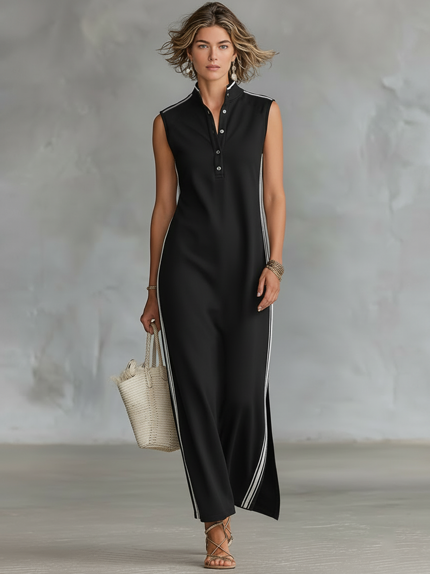 Gina™ | Elegant Maxi Dress with Flowing Cut and Modern Neckline