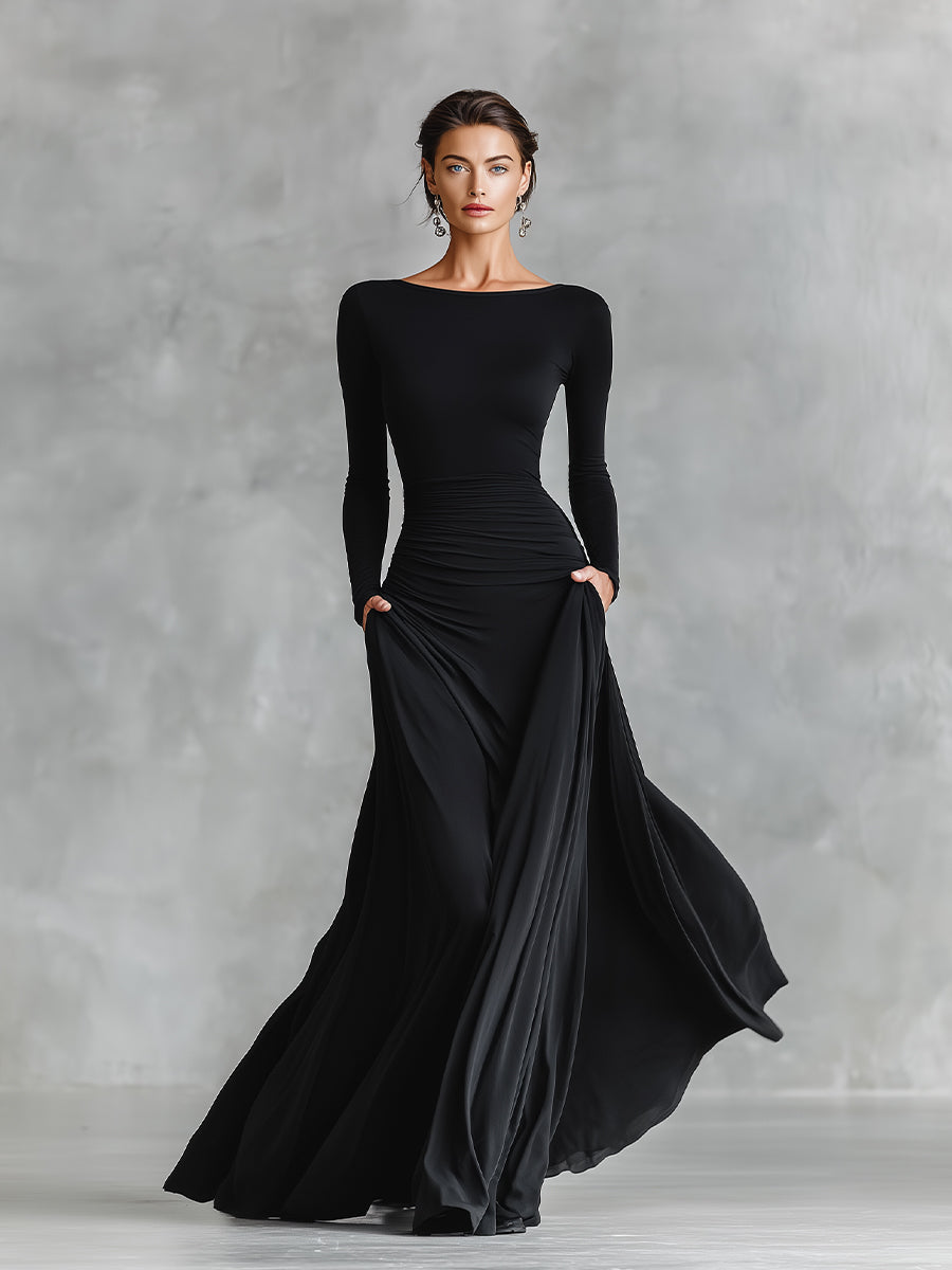 Megan™ | Sculpted Flowing Maxi Dress