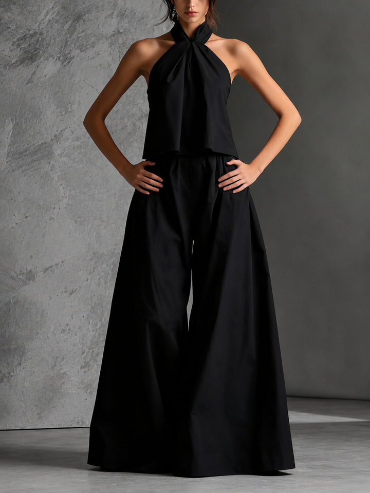 Belinda™ | Flowing Co-ord Set with Backless Top and Wide-Leg Trousers