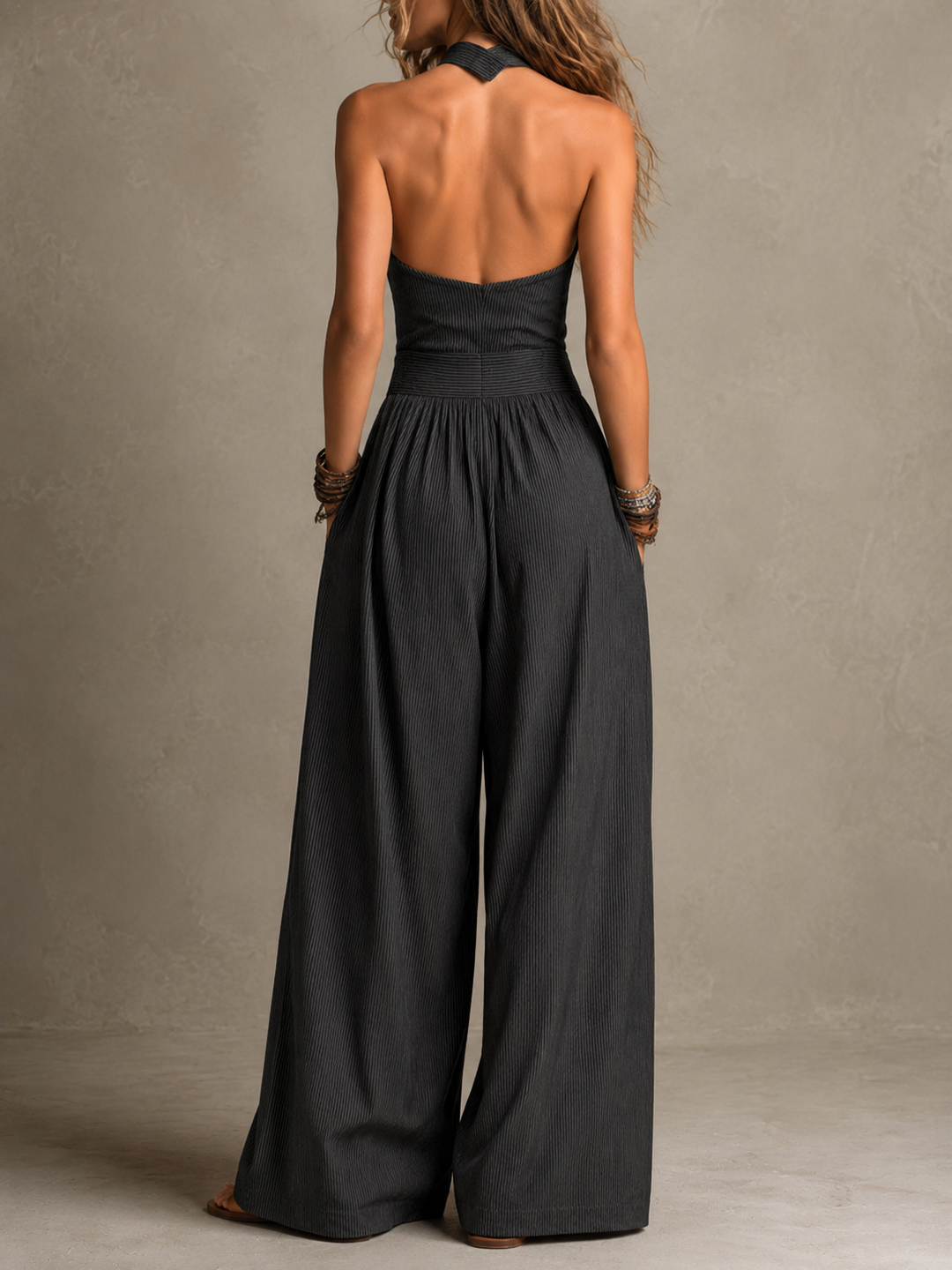Erica™ | Elegant Crossover-Neck Wide-Leg Jumpsuit
