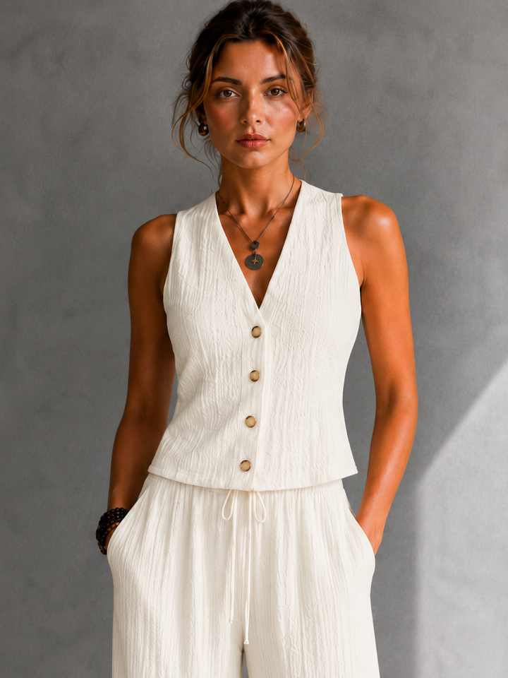 Alice™ | Flowing Co-ord Set with Buttoned Waistcoat