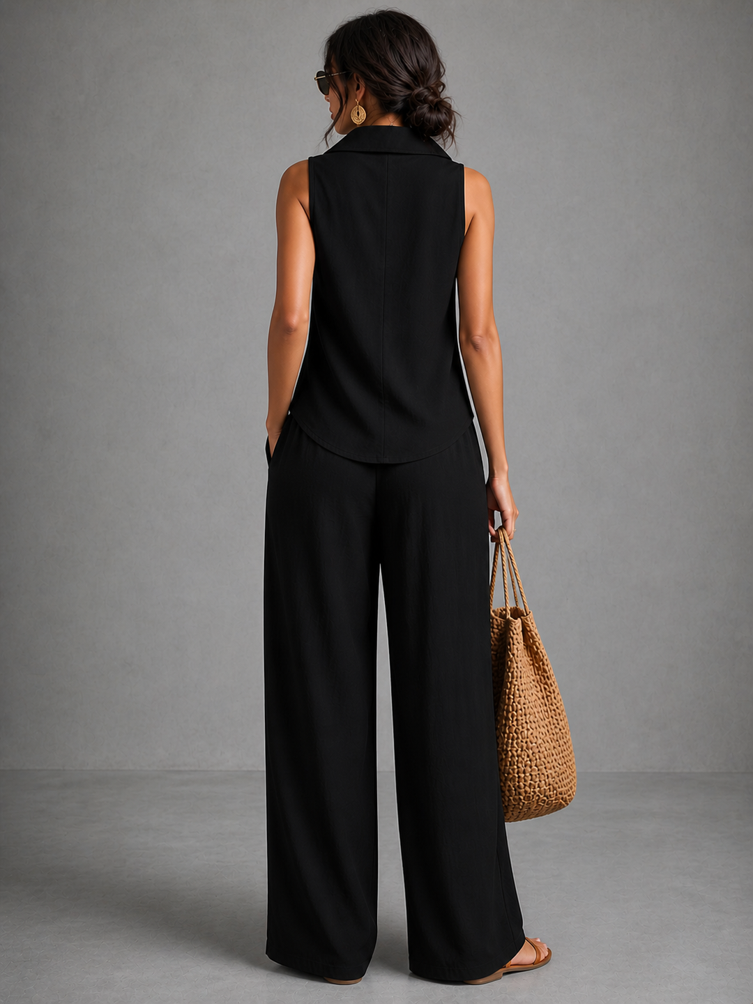 Bernadette™ | Flowing Two-Piece Co-ord Set with Wide-Leg Trousers