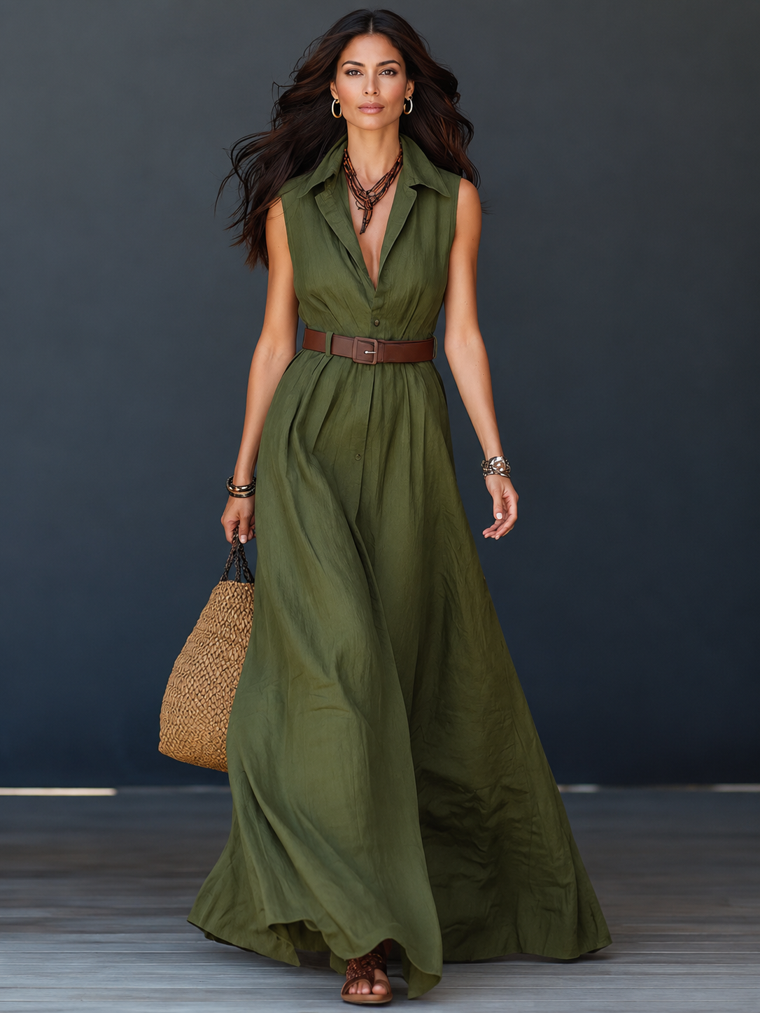 Valeria | Abito Camicia Lungo con Cintura in Omaggio
