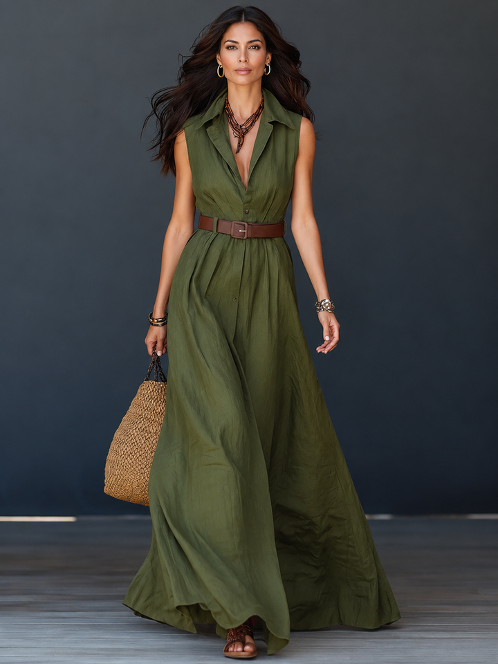 Vanessa™ | Long Shirt Dress with Free Belt