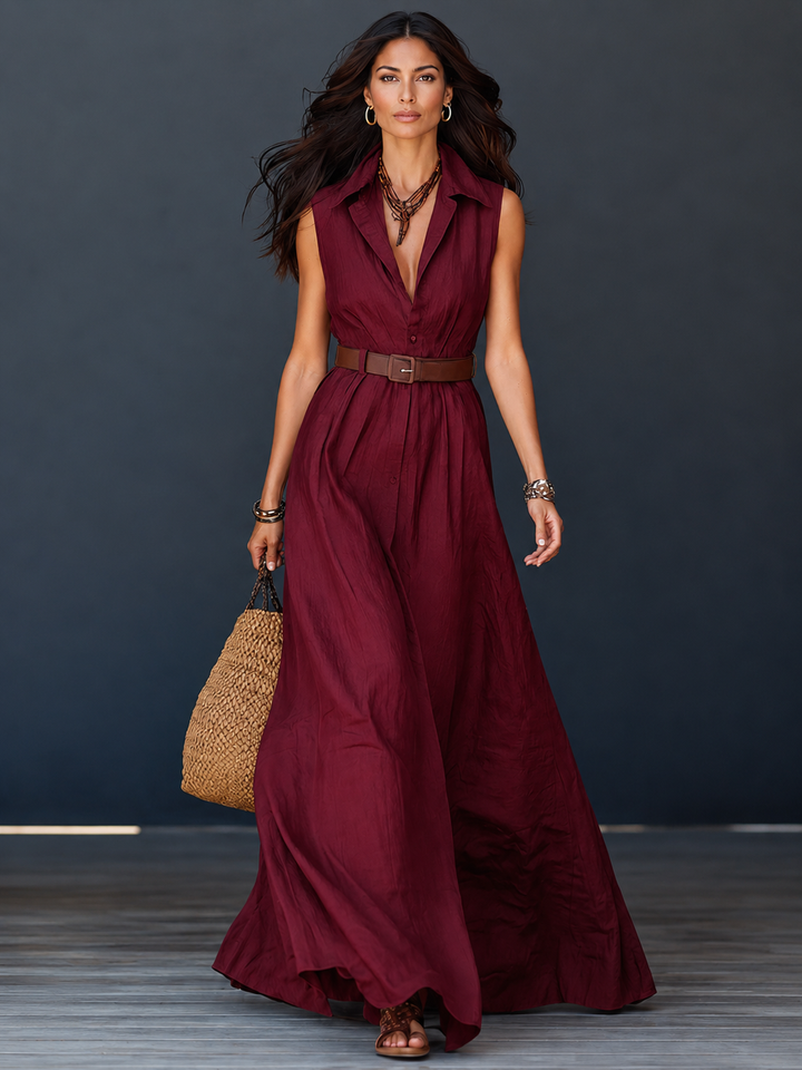 Vanessa™ | Long Shirt Dress with Free Belt