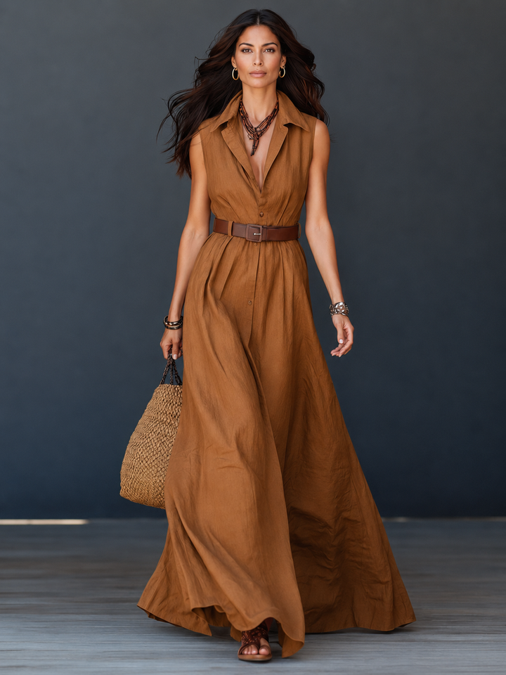 Vanessa™ | Long Shirt Dress with Free Belt