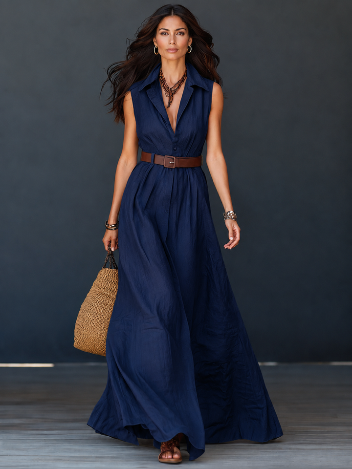Vanessa™ | Long Shirt Dress with Free Belt