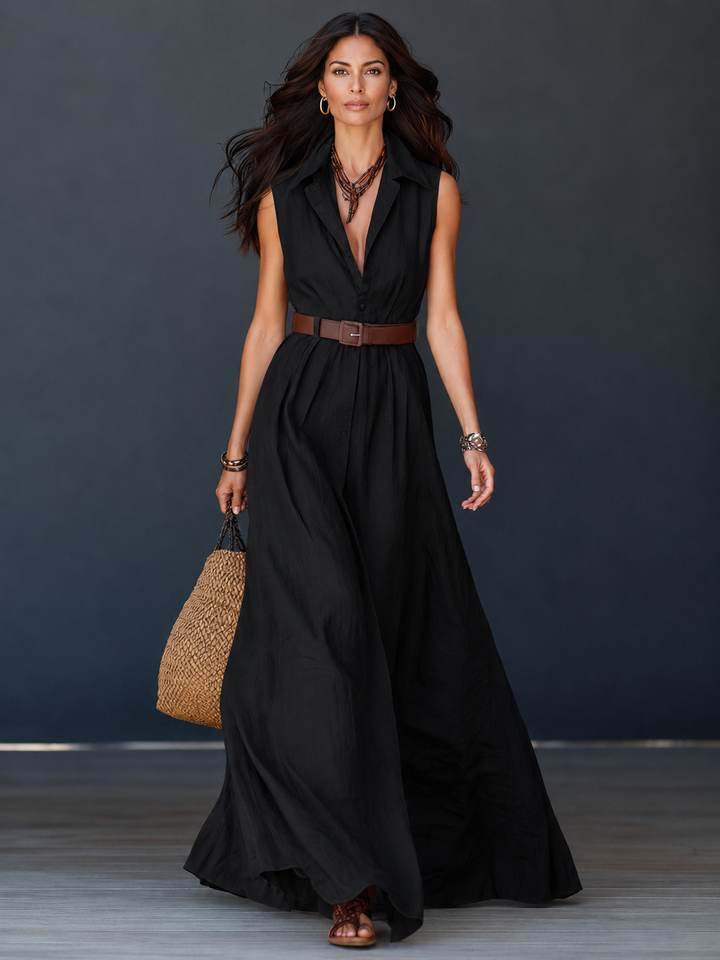 Vanessa™ | Long Shirt Dress with Free Belt
