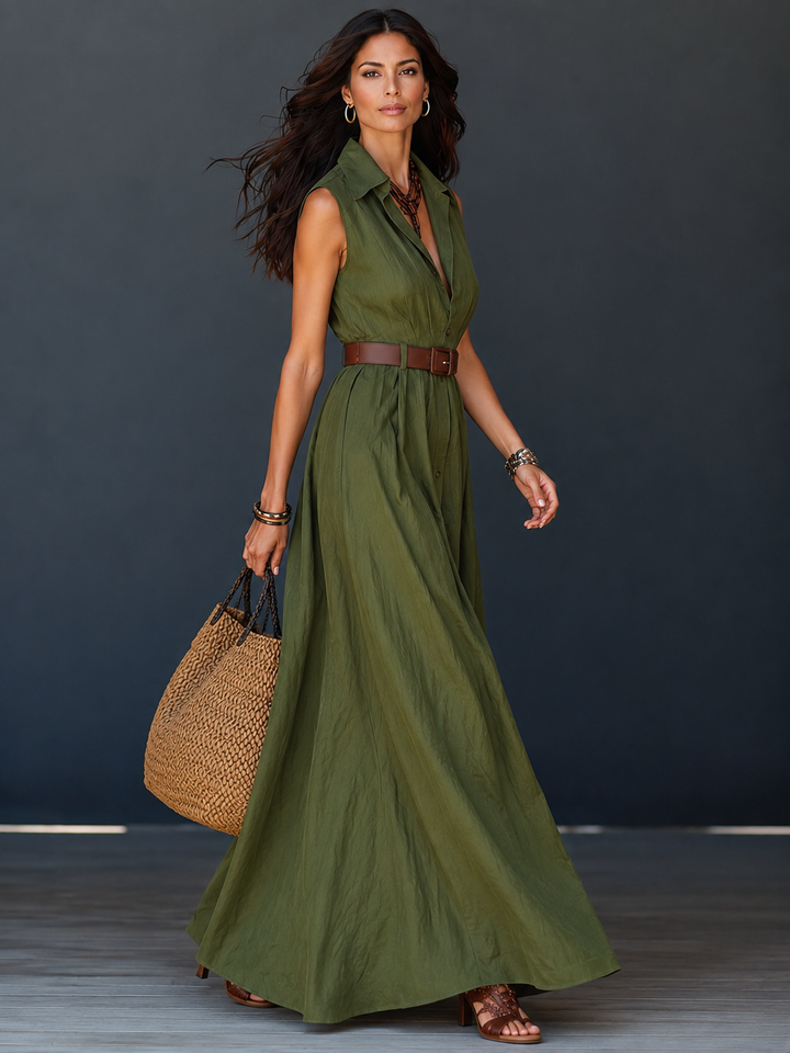 Vanessa™ | Long Shirt Dress with Free Belt