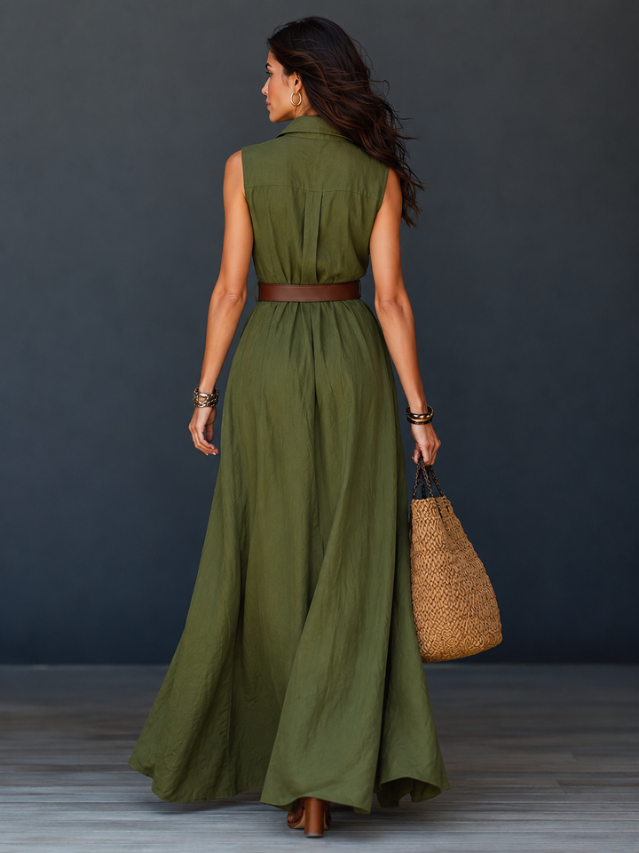 Vanessa™ | Long Shirt Dress with Free Belt