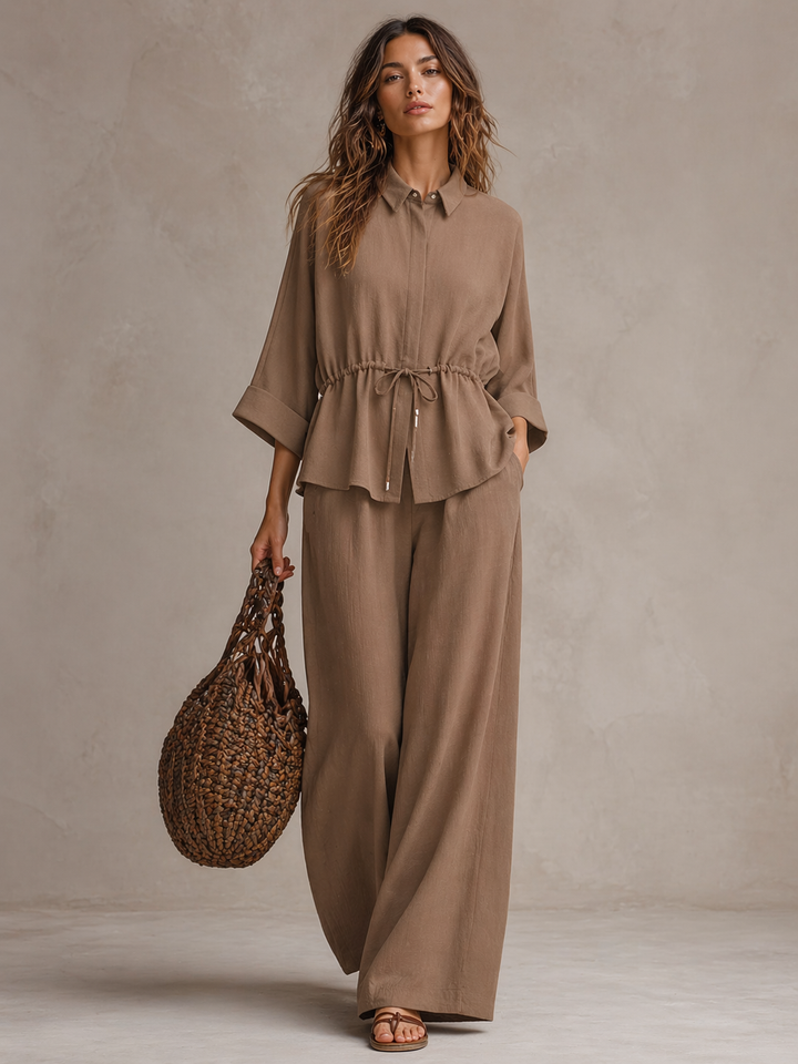Amanda™ | Elegant Flowing Co-ord Set with Adjustable Waist and Modern Cut